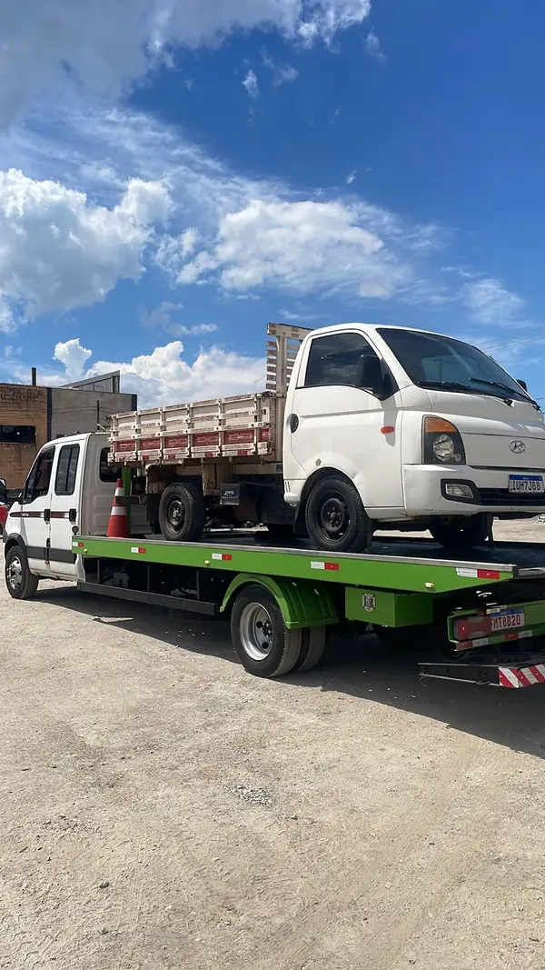 Plataforma transportando um caminhão utilitário